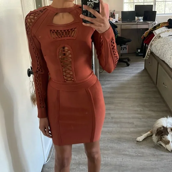 free people brown and pink dress Free People Terracotta/ Smoky Pink Maxi Dress with Exposed Midriff, Wa –  The Thrifty Hippy main image 1